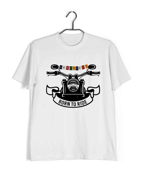 Wanderlust Biker LADAKH FLAG ON BIKE Travel Casual Graphic Printed T-Shirt for Men